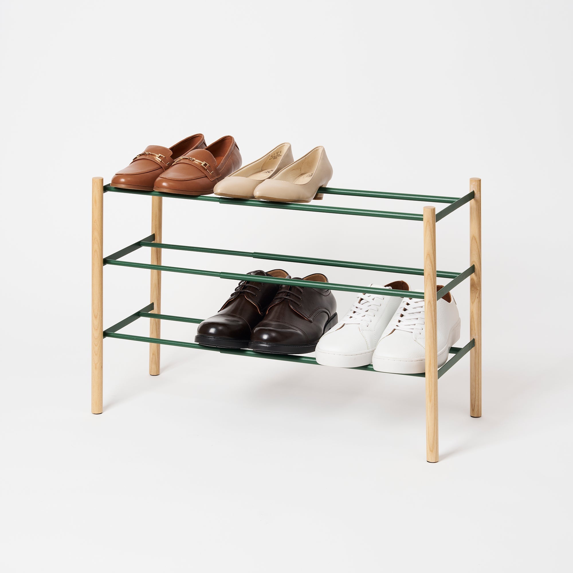 Expandable Shoe Rack (18" H)  - Steel + Wood