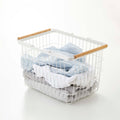 Modern Wire Laundry Basket with Collapsible Wooden Handles