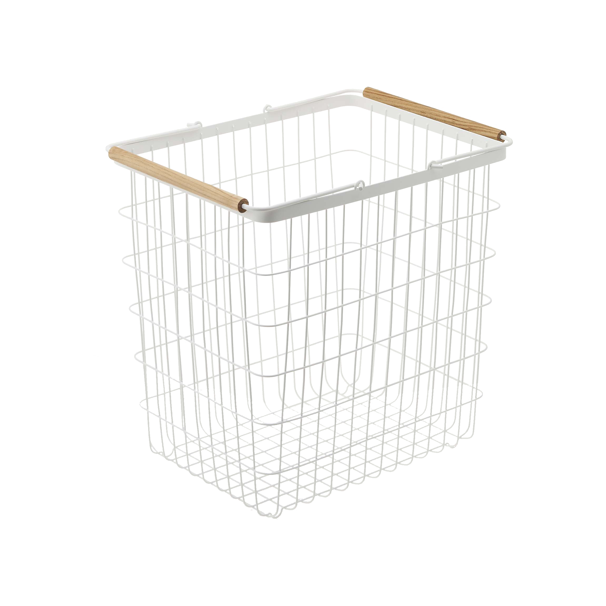 Modern Wire Laundry Basket with Collapsible Wooden Handles