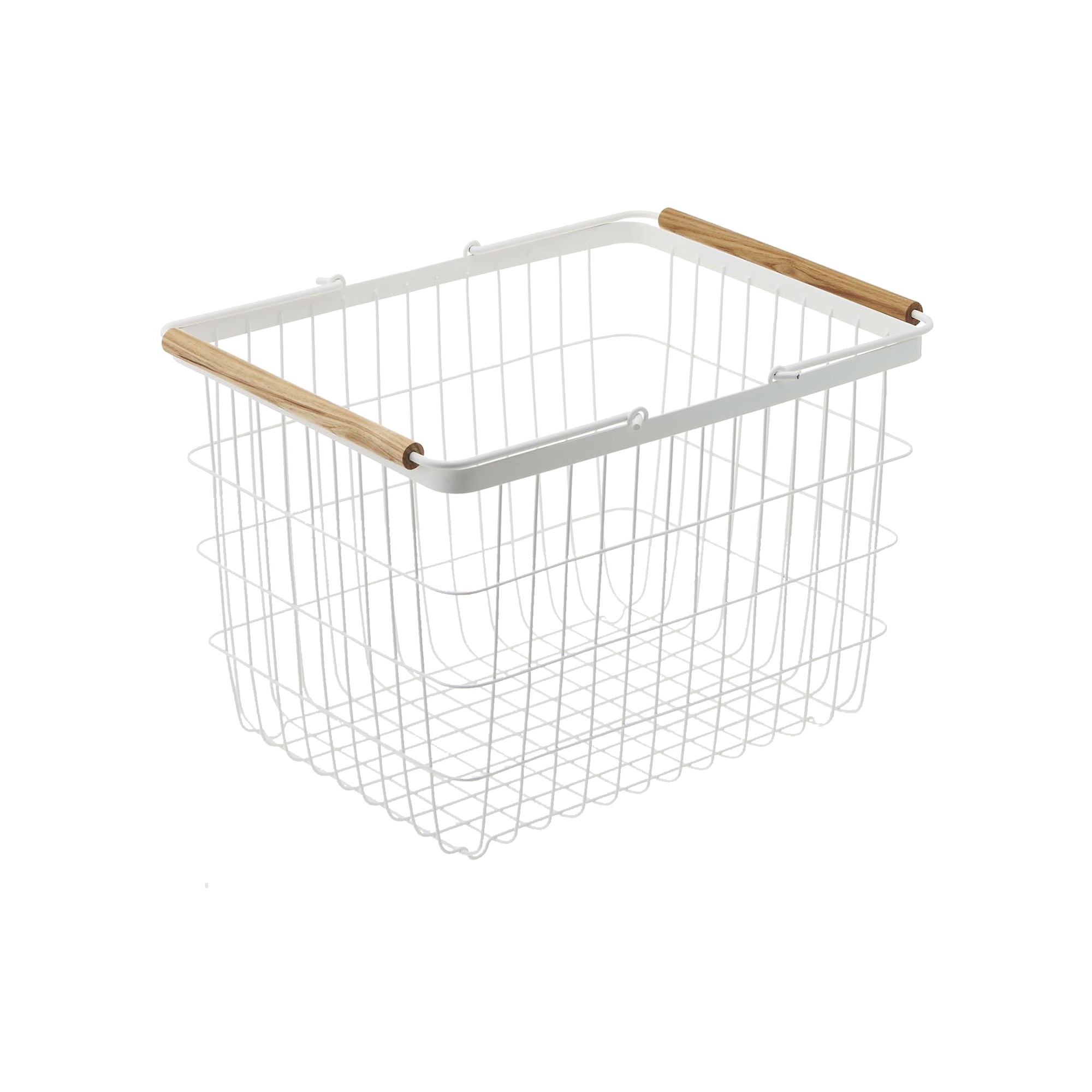 Modern Wire Laundry Basket with Collapsible Wooden Handles
