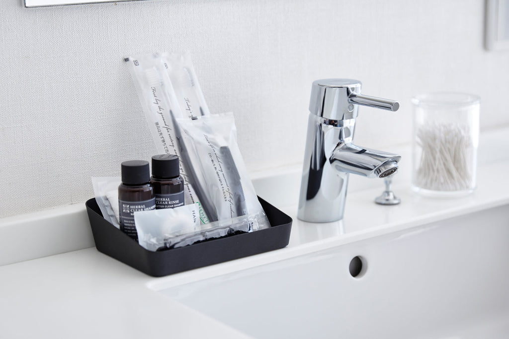 Steel Vanity Organizer Tray with Angled Design