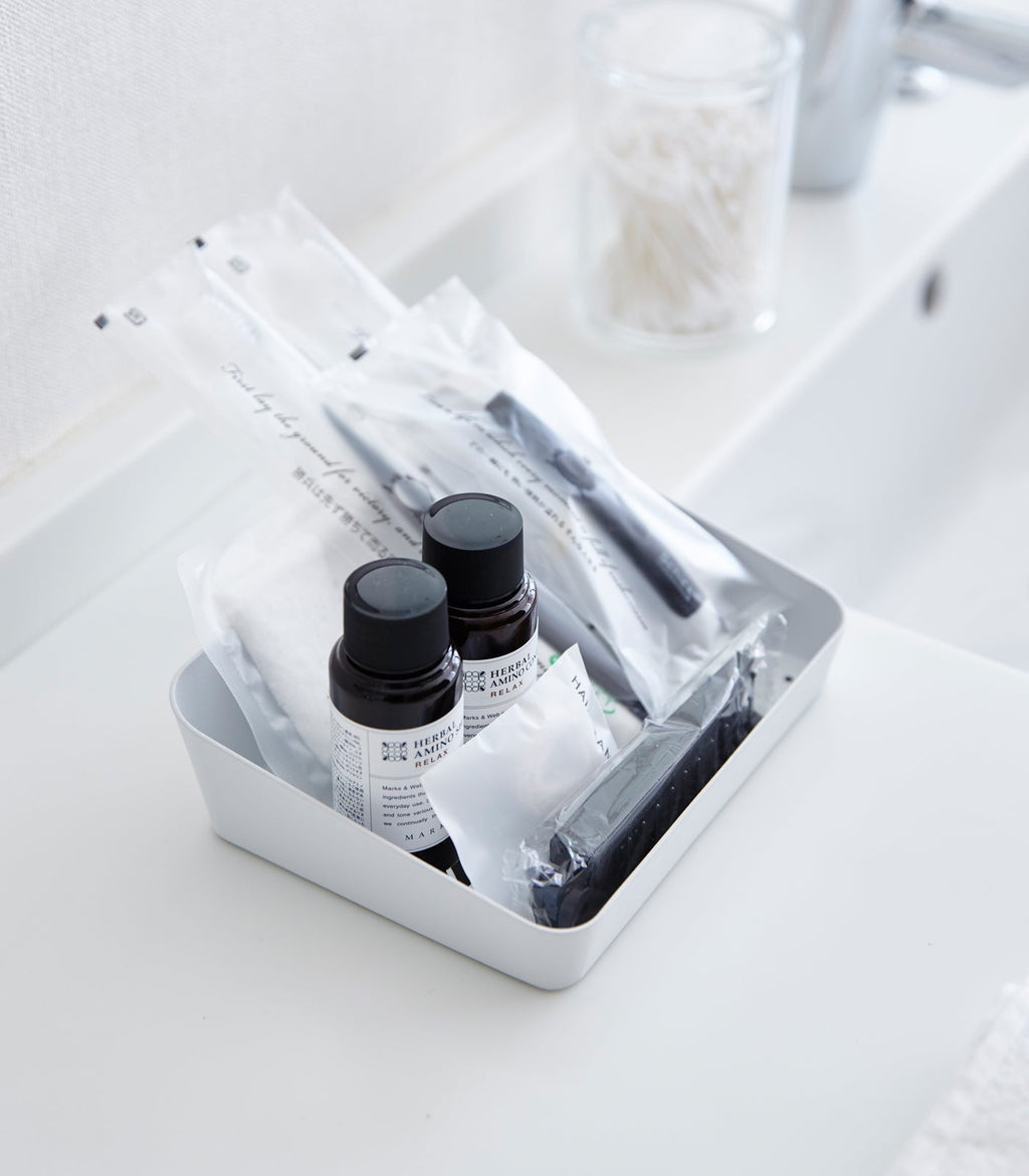 Steel Vanity Organizer Tray with Angled Design