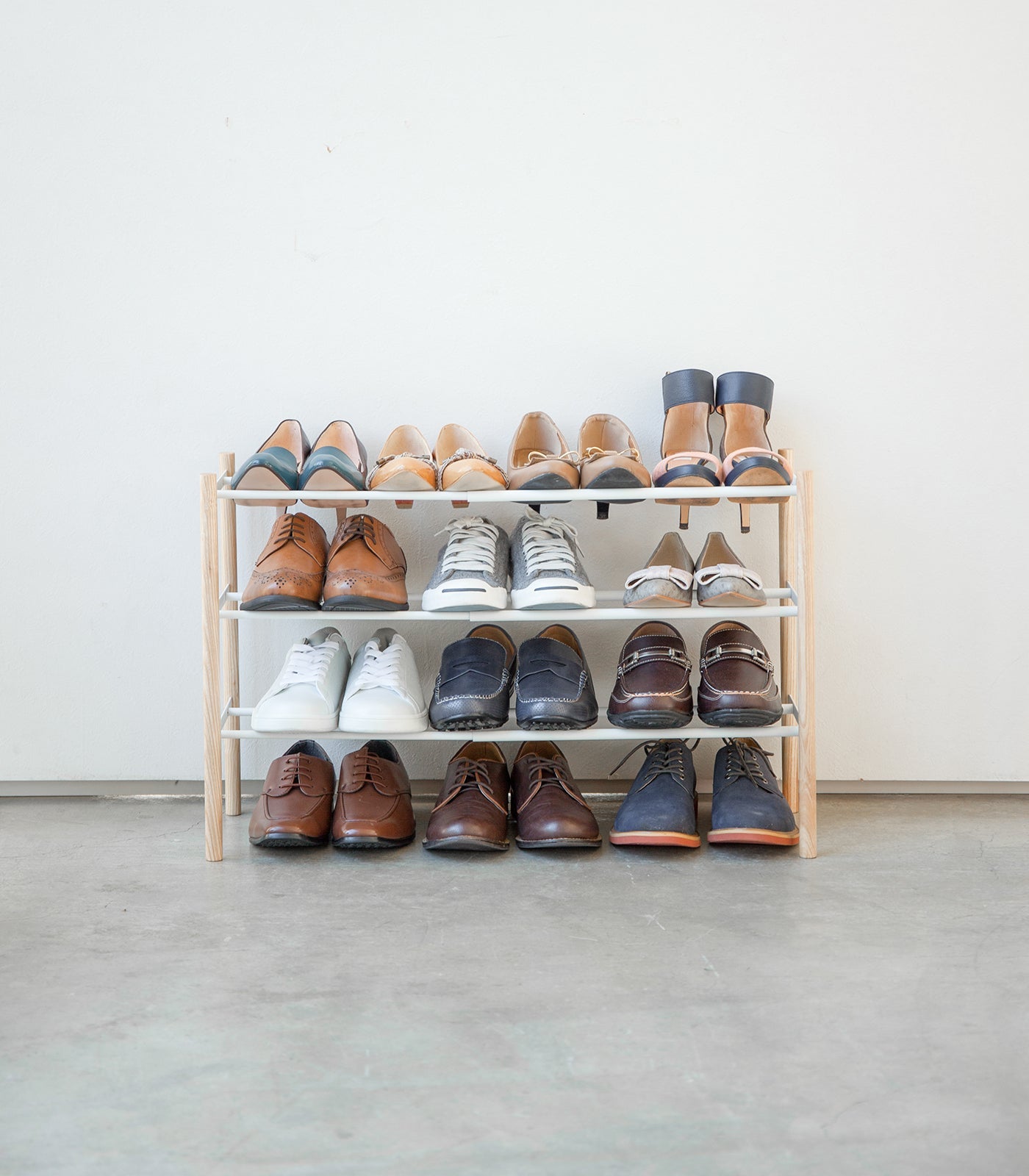 Expandable Shoe Rack (18" H)  - Steel + Wood