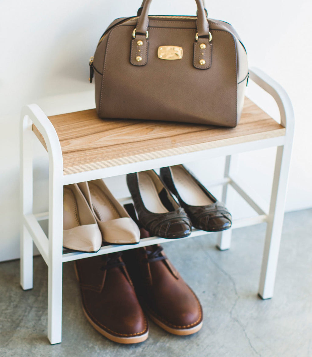 Shoe Organizer & Bench (18" H)  - Steel + Wood