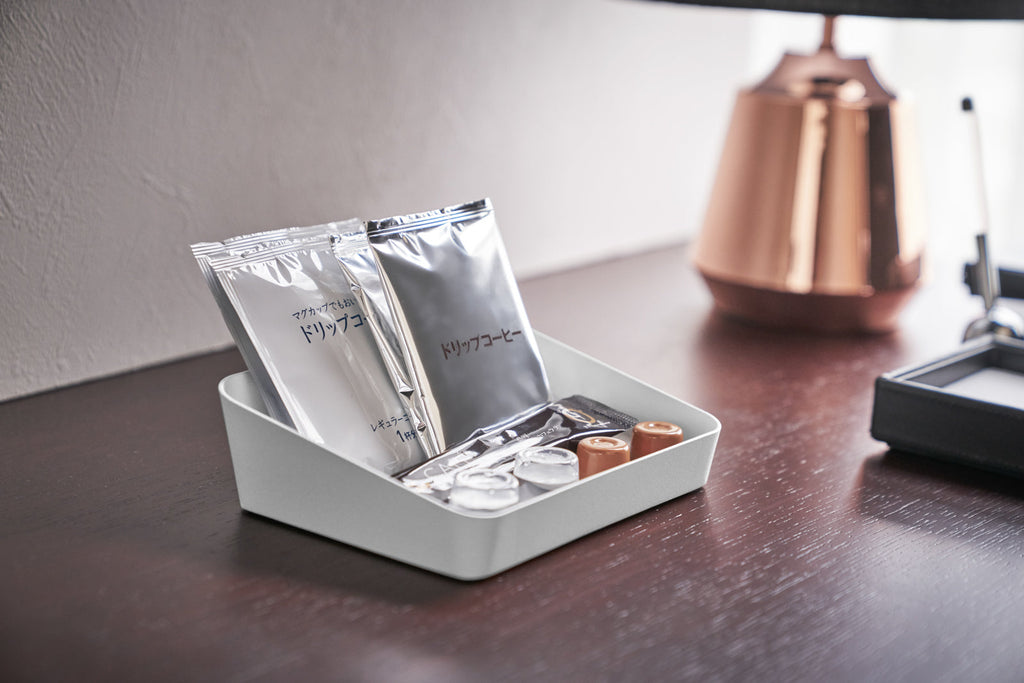 Steel Vanity Organizer Tray with Angled Design