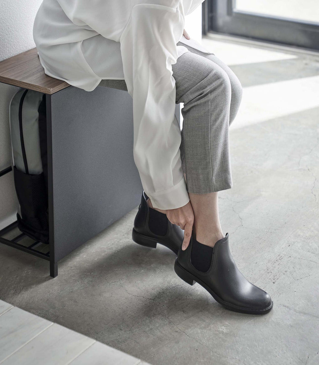 Entryway Storage Organizer & Bench (18" H)  - Steel + Wood