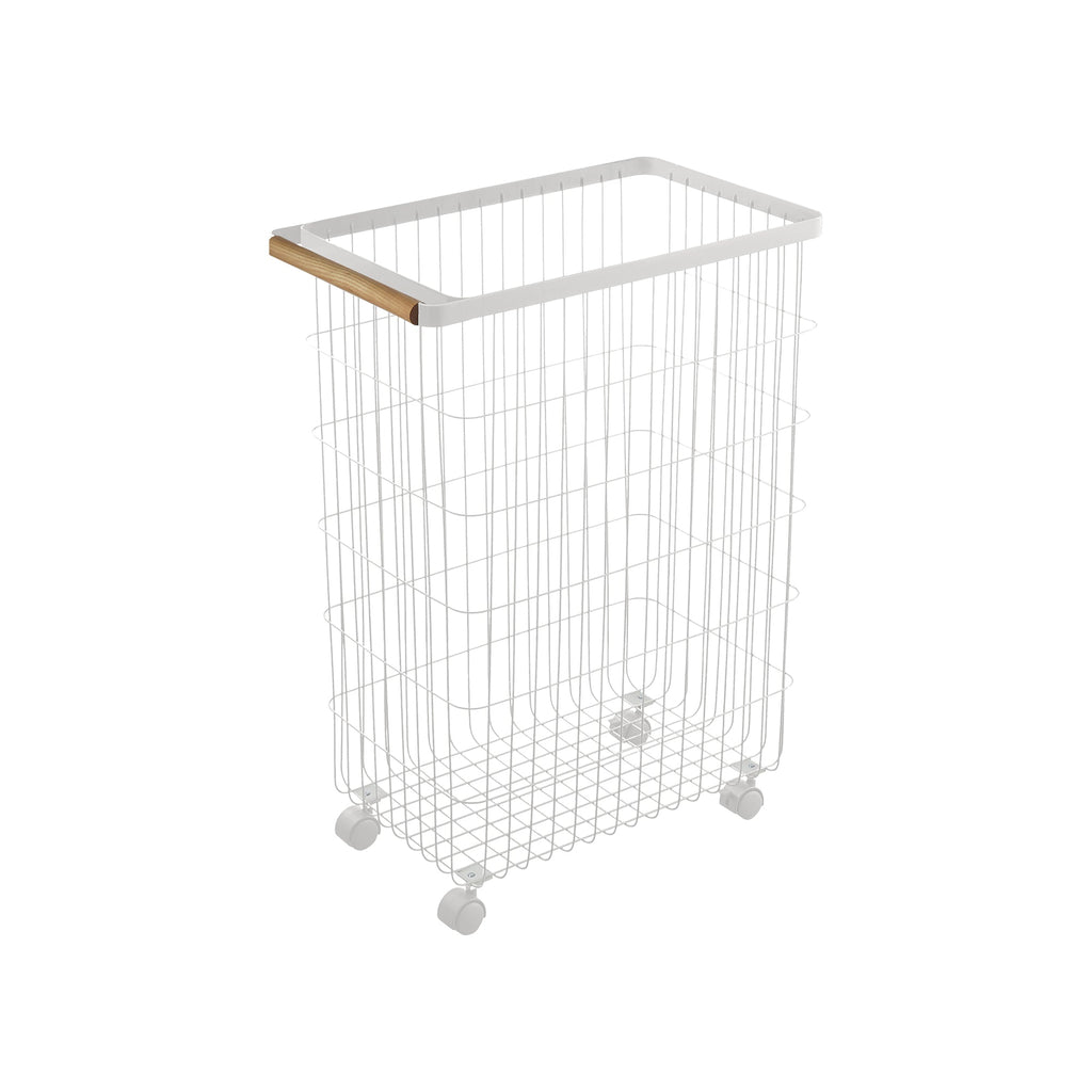 Rolling Wire Basket (24" H)  - Steel + Wood