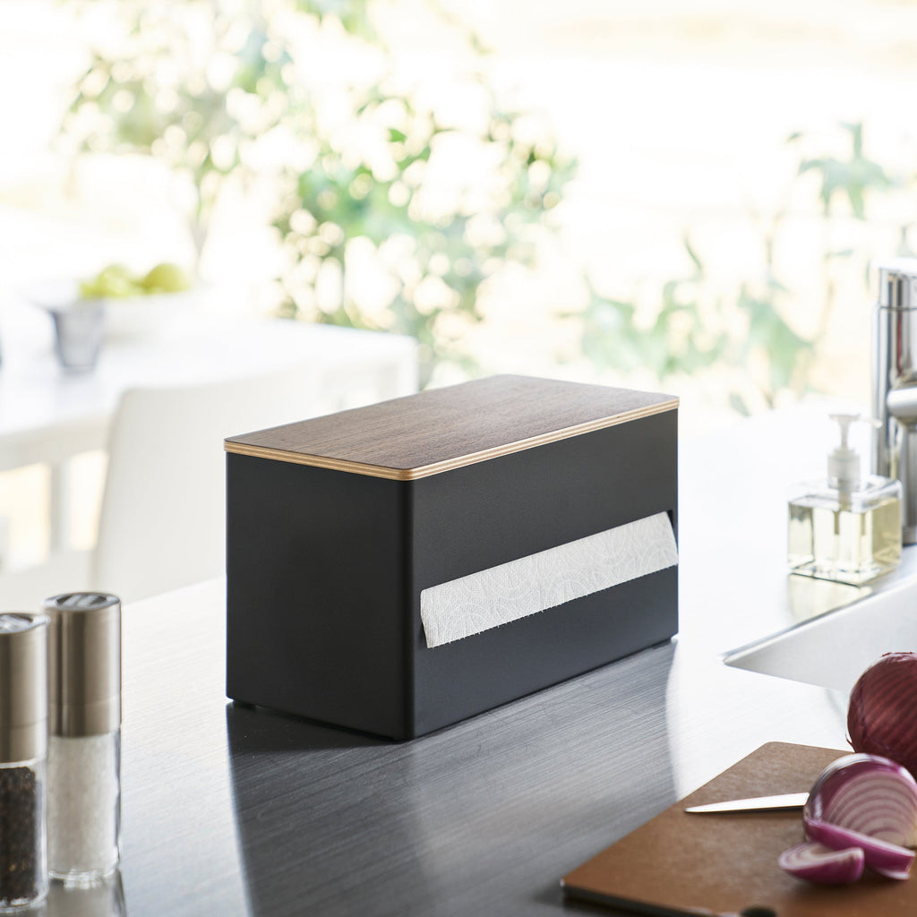 Paper Towel Dispenser - Steel + Wood