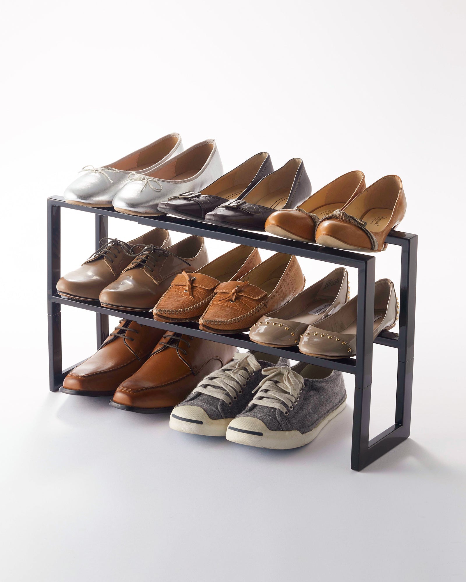 Adjustable Low-Profile Shoe Rack – Single or Two-Tier