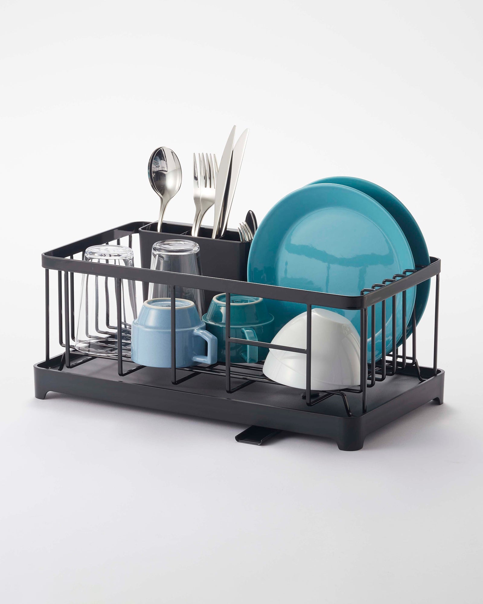 Compact Self-Draining Dish Rack with Swivel Spout