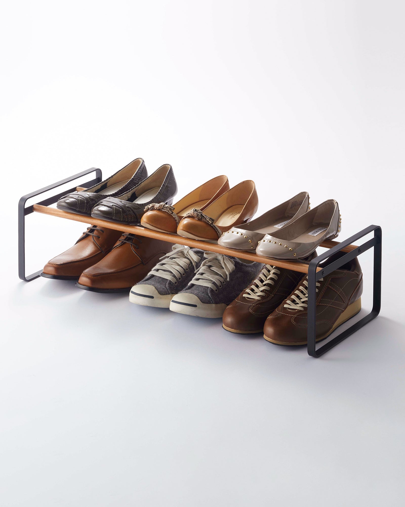 Stackable Shoe Rack (7" H)  - Steel + Wood