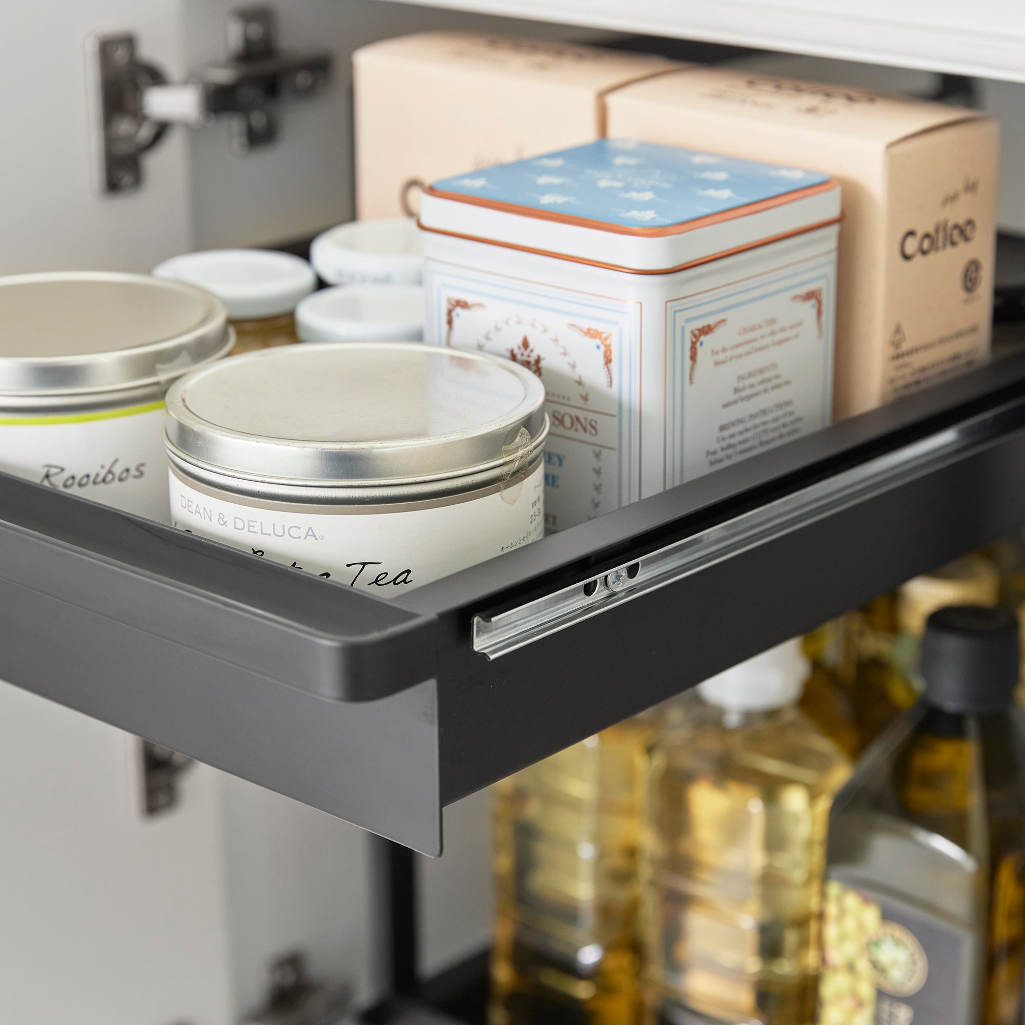 Adjustable Pull-Out Under-Sink Storage Basket with Two Sliding Tiers