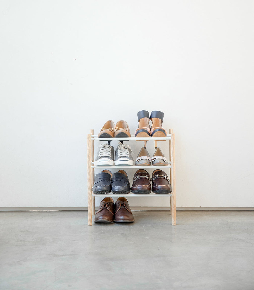 Expandable Shoe Rack (18" H)  - Steel + Wood