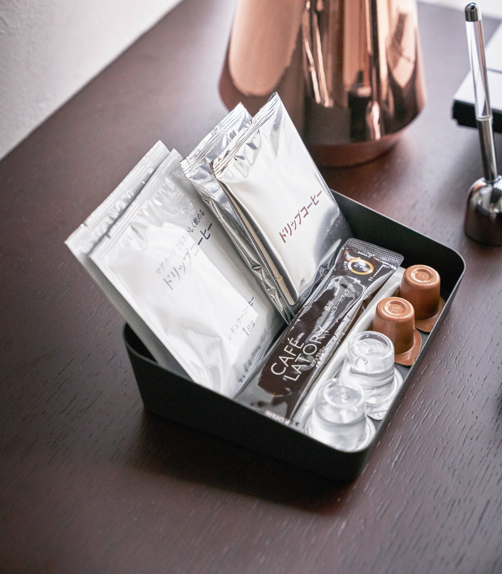 Steel Vanity Organizer Tray with Angled Design