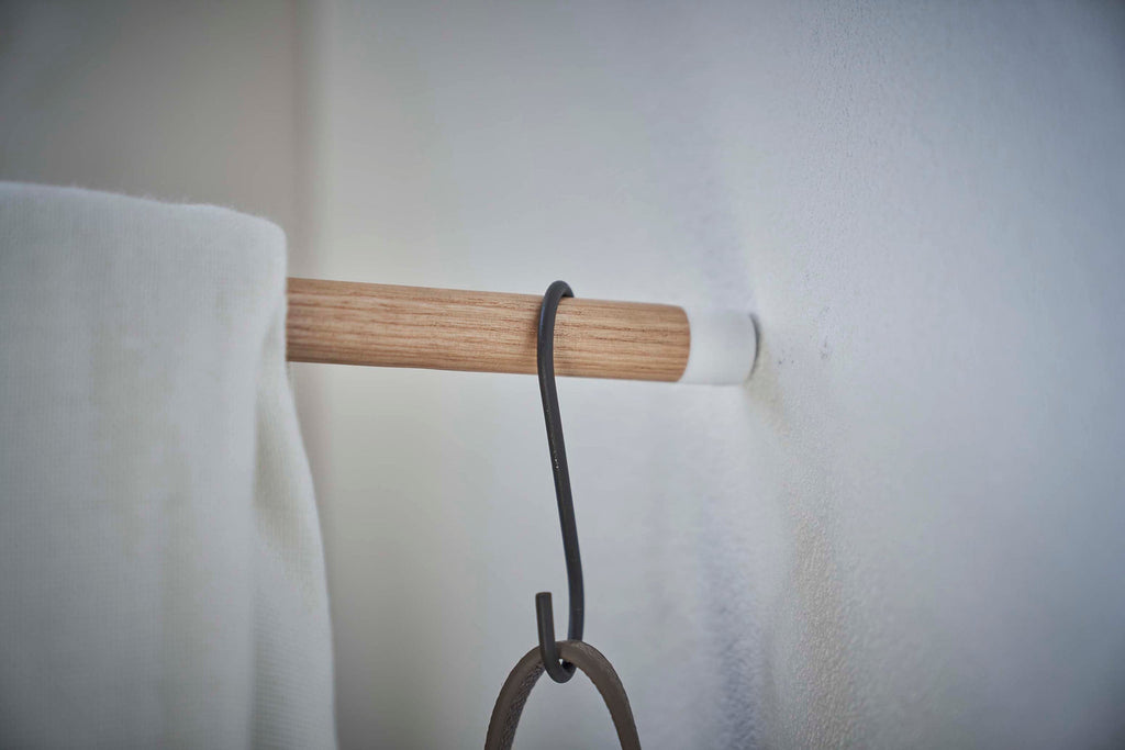 Corner Leaning Coat Hanger (63" H)  - Steel + Wood