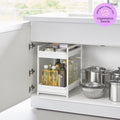 Adjustable Pull-Out Under-Sink Storage Basket with Two Sliding Tiers