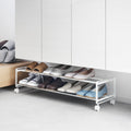 Rolling Two-Tier Shoe Storage Rack with Locking Casters