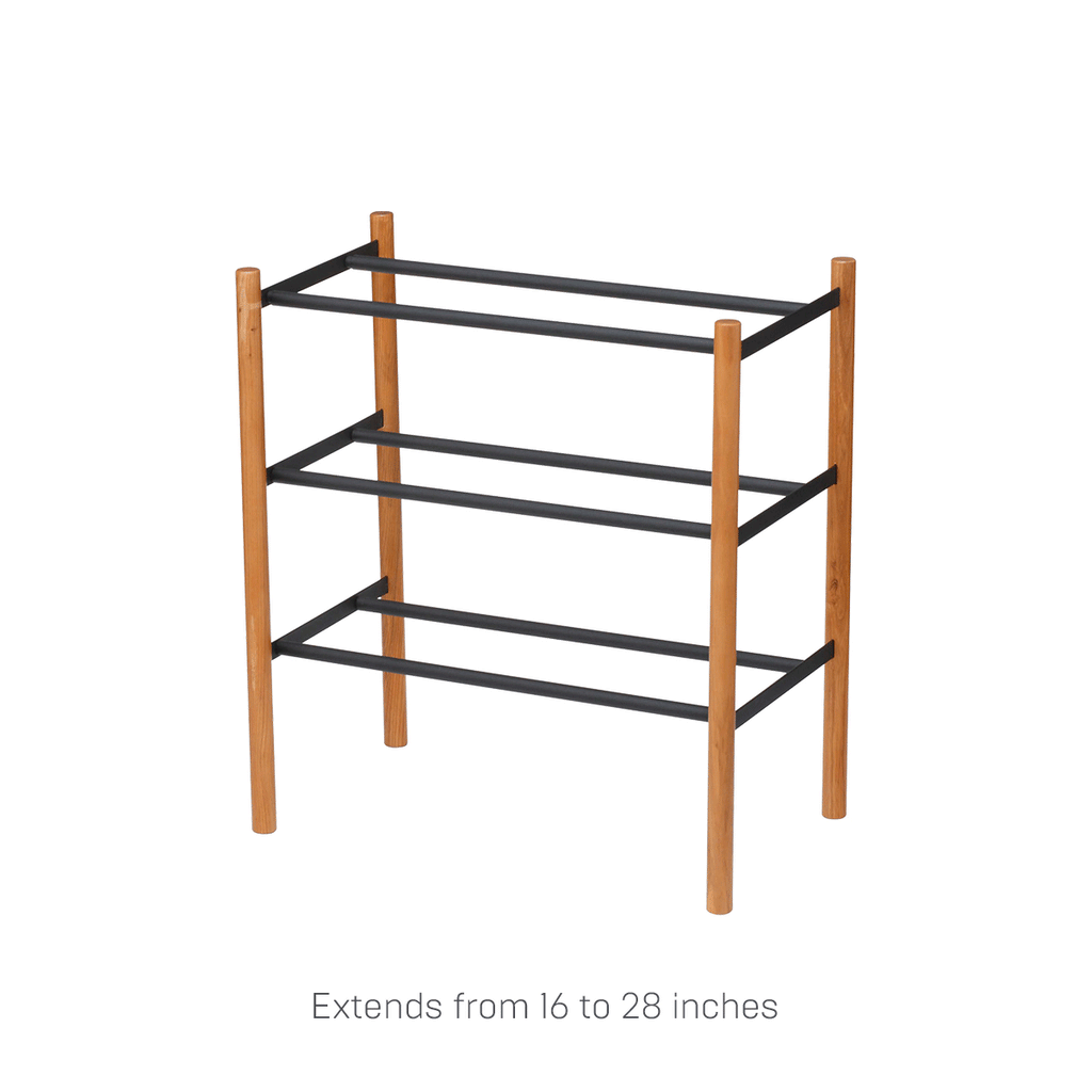 Expandable Shoe Rack (18" H)  - Steel + Wood