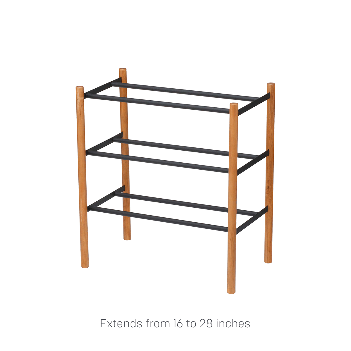 Expandable Shoe Rack (18" H)  - Steel + Wood