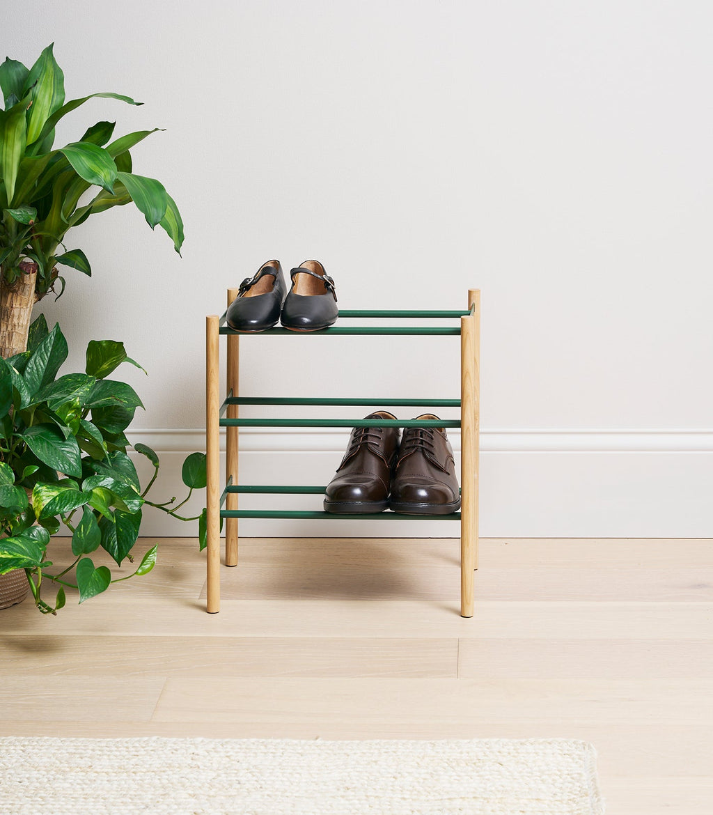 Expandable Shoe Rack (18" H)  - Steel + Wood