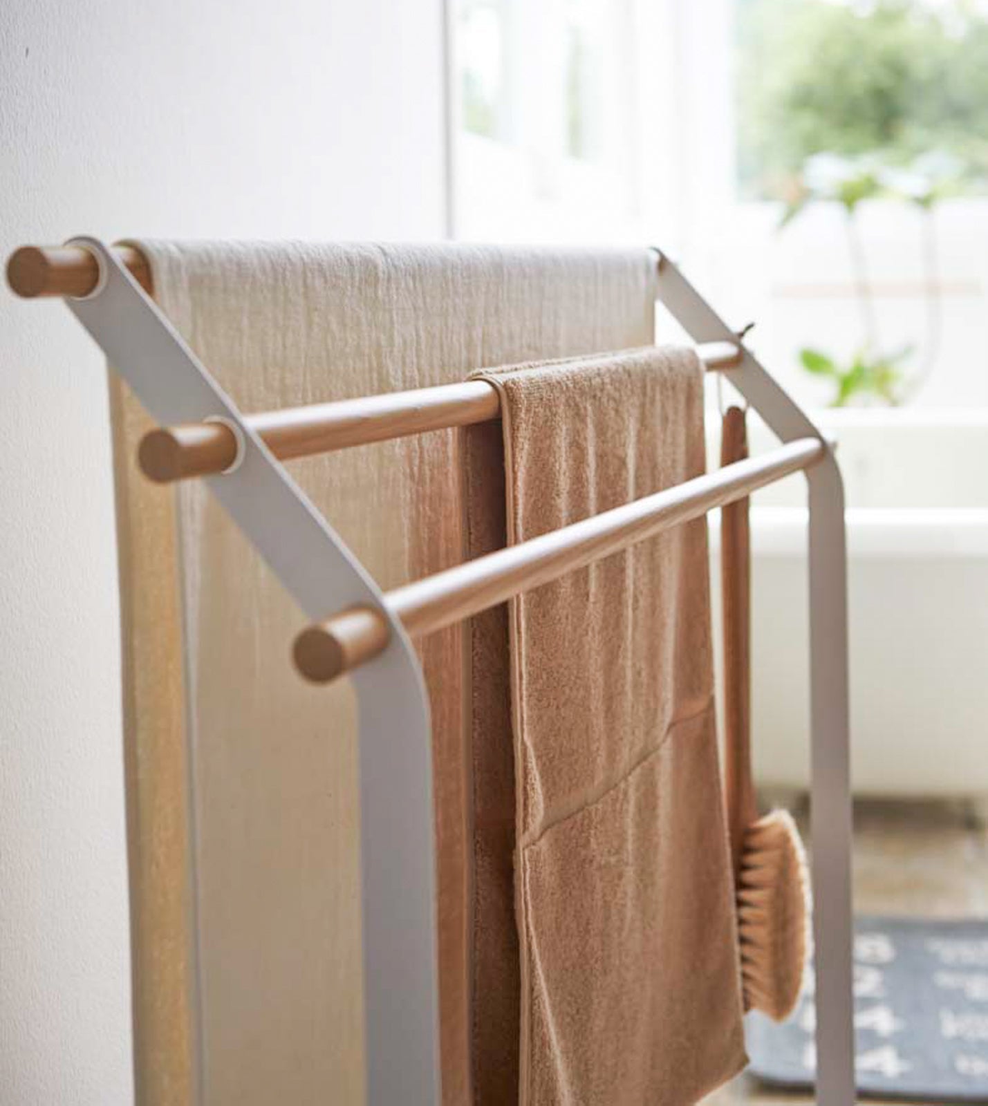 Bath Towel Rack (32" H)  - Steel + Wood