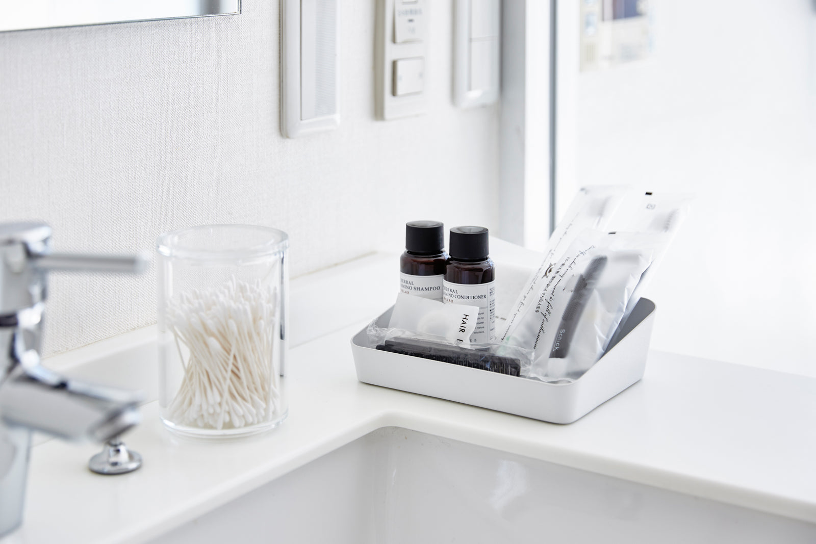 Steel Vanity Organizer Tray with Angled Design