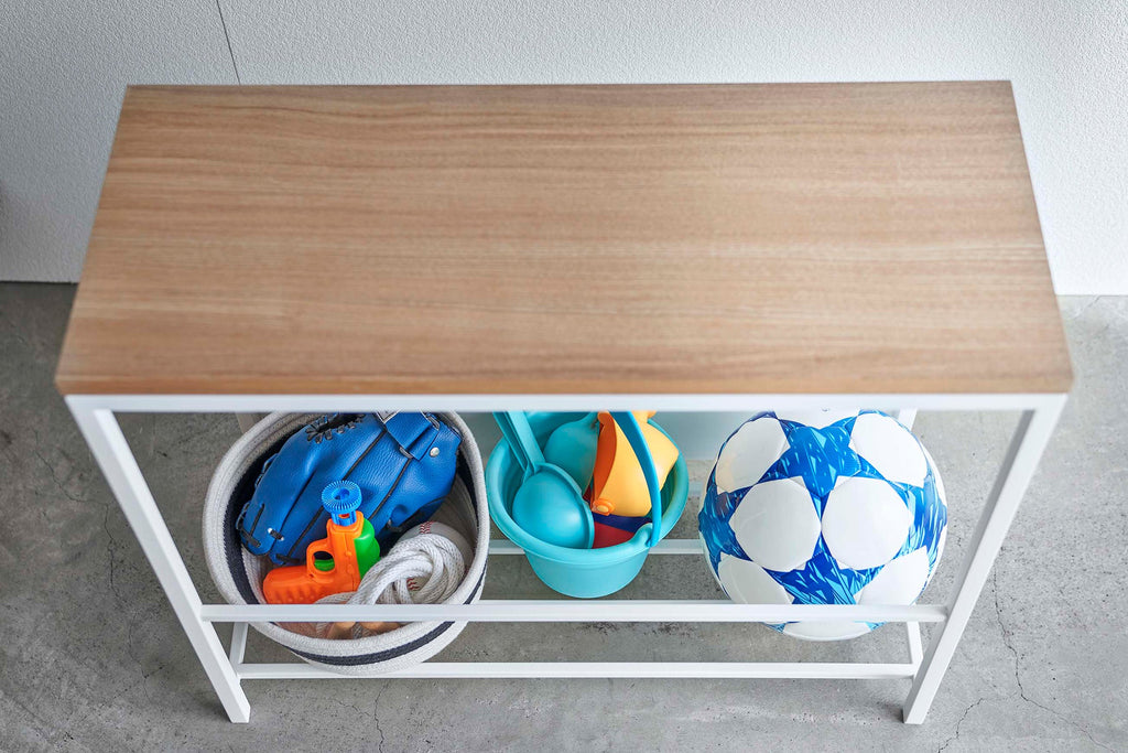 Entryway Storage Organizer & Bench (18" H)  - Steel + Wood