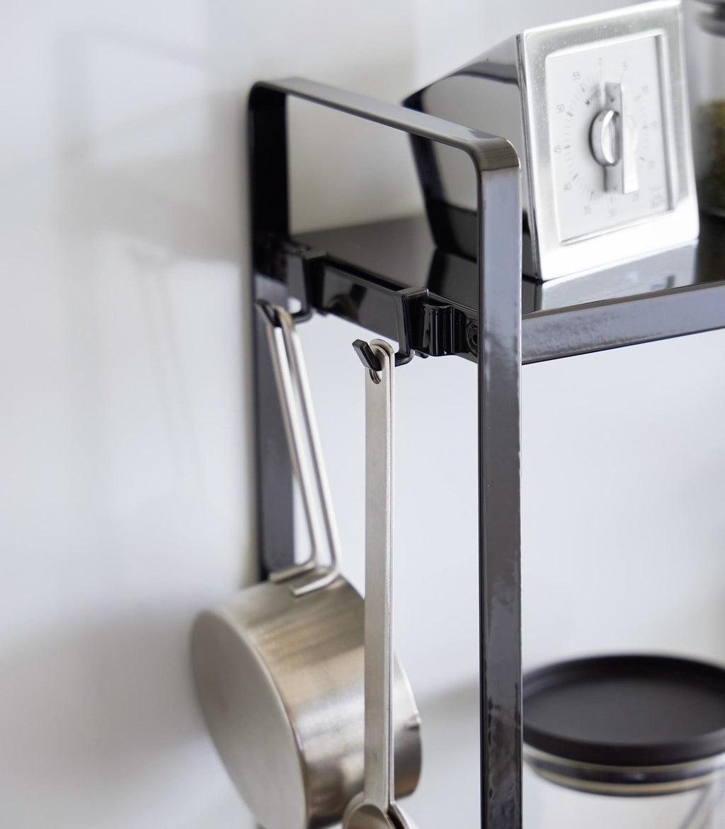 Slim Countertop Kitchen Organizer with Hooks & Shelf