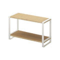 Two-Tier Countertop Storage Riser with Steel Frame and Wood Shelf